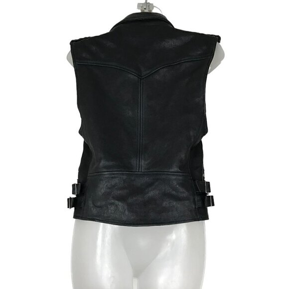 Faith Connexion Black Lamb Leather Biker  Vest Size 36 (S) - Picture 5 of 8